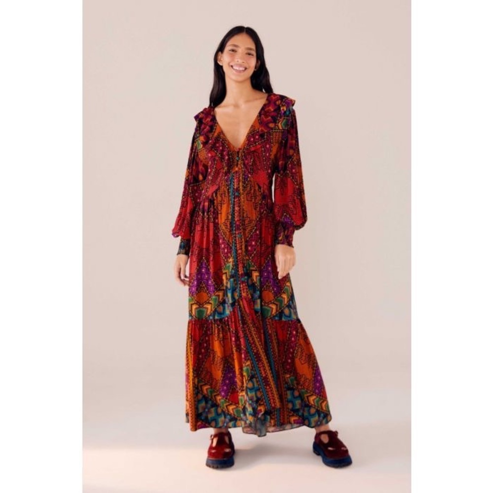 NWT Farm Rio Yawanawa Stripes Ankle Dress - Picture 4 of 15